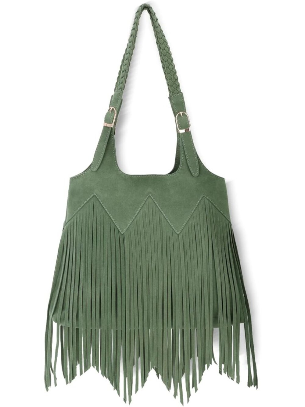 Fringe Shoulder Bags for Women Western Hobo Purses Vegan Faux Suede Leather Wove